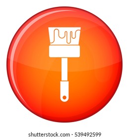 Paint brush icon in red circle isolated on white background vector illustration