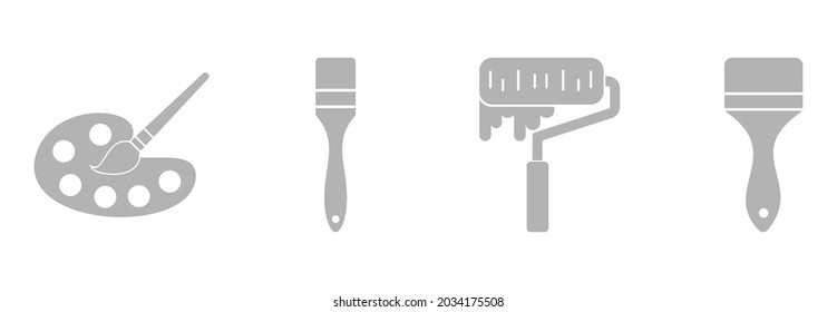 paint brush icon set, art icon set, paint brush vector illustrations