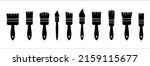 Paint brush icon set. Assorted paintbrush vector illustration. Paint brushes drawing tool. Containing various paintbrush for small to wide. Flat simple design.