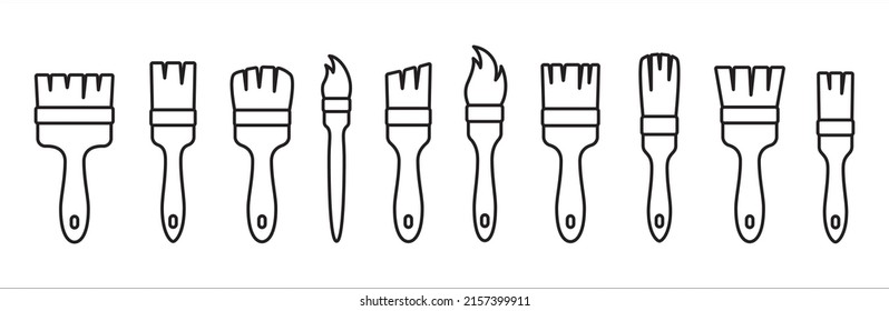 Paint brush icon set. Assorted paintbrush vector illustration. Paint brushes drawing tool. Containing various paintbrush for small to wide.