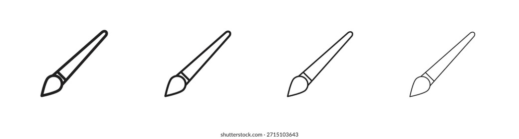 Paint brush icon set. A collection of simple black thin strokes icons