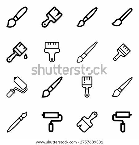 Paint Brush Icon Set Creative Art Tools Collection Vector