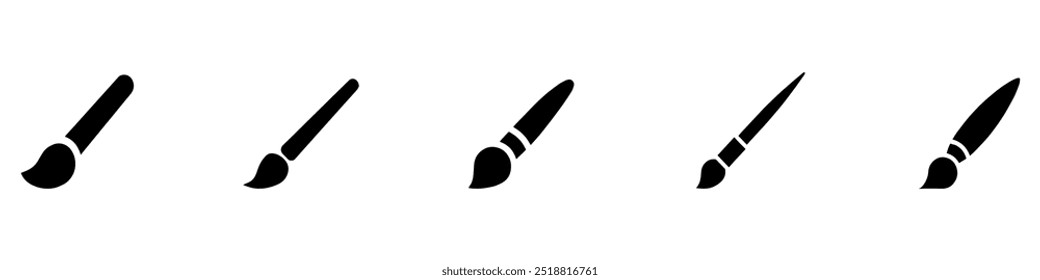 Paint brush icon set. Drawing, paint brush tool vector icons set. Vector icons. Paint brush vector icon. Vector Illustration. EPS 10