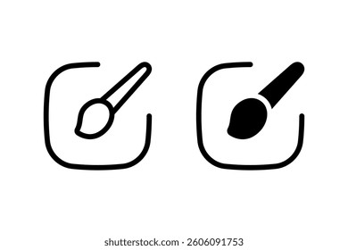 Paint Brush Icon set. Inside Square Frame. Suitable for design, art, and creativity related projects