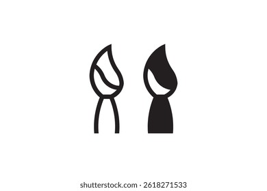 Paint brush icon set in outline and solid Vector