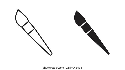 Paint brush icon set in thin line. vector illustrations for web