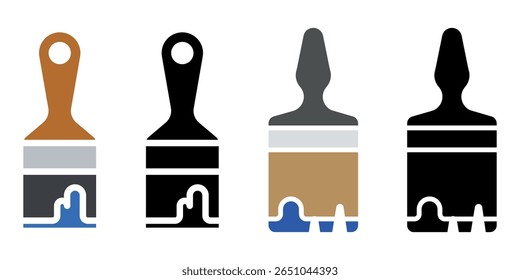Paint brush icon set. Vector illustration.