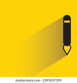 icono de pincel de pintura con sombra sobre fondo amarillo