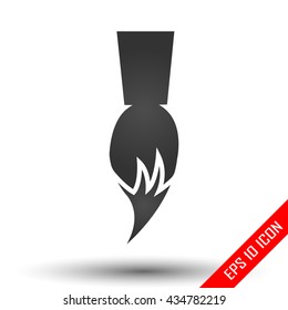 Paint brush icon. Simple flat logo of paint brush on white background. Vector illustration.