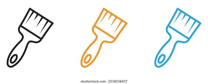 Paint brush icon Thin line illustration set