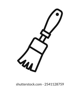 Pinselsymbol dünne Linie, flache Illustration