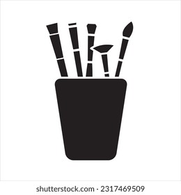 paint brush icon vector in the glass.