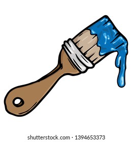 Paint brush icon. Vector illustration brush with paint. Hand drawn brush for painting walls.