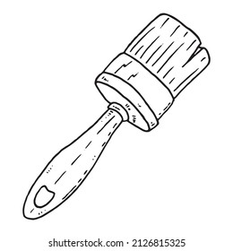 Pinselsymbol. Vektorgrafik einer Bürste zum Malen von Wänden. Malerpinsel, handgezeichnet. 