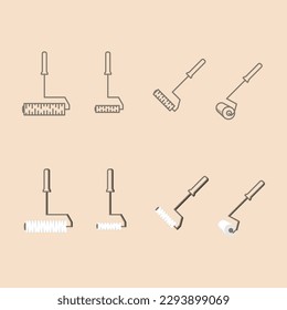 paint brush icon vector illustration vintage style rendering line art.