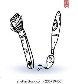  Paint brush icon, vector illustration
