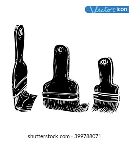   Paint brush icon, vector illustration black