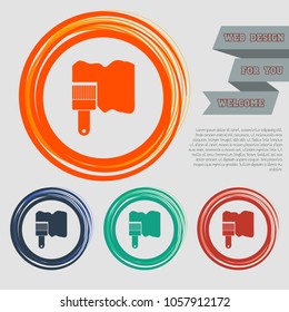 Paint brush icon vector on the red, blue, green, orange buttons for your website and design with space text. Vector illustration