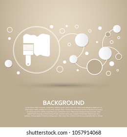 Paint brush icon vector on a brown background with elegant style and modern design infographic. Vector illustration