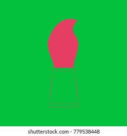 Paint brush icon. Vector. Paradise pink icon on dark pastel green background.