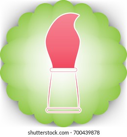 Paint brush icon. Vector. Pinkish icon with white contour on green background which similar to flower.