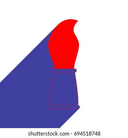 Paint brush icon. Vector. Red flat style icon with dark blue long shadow on white background.