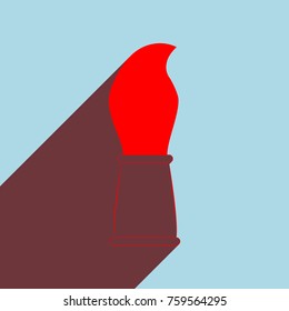 Paint brush icon. Vector. Red flat icon with infinte wine shadow to left down corner at sky background.