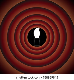 Paint brush icon. Vector. White icon on black circle in gradient rings.