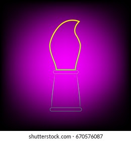Paint brush icon. Vector. Yellow-green gradient linear icon on magenta light as background