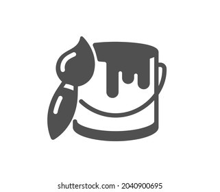 Paint brush icon. Wall paintbrush sign. Tin of acrylic paint symbol. Classic flat style. Quality design element. Simple brush icon. Vector