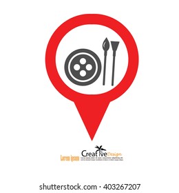 Paint brush icon.color dish and brush.vector illustration.