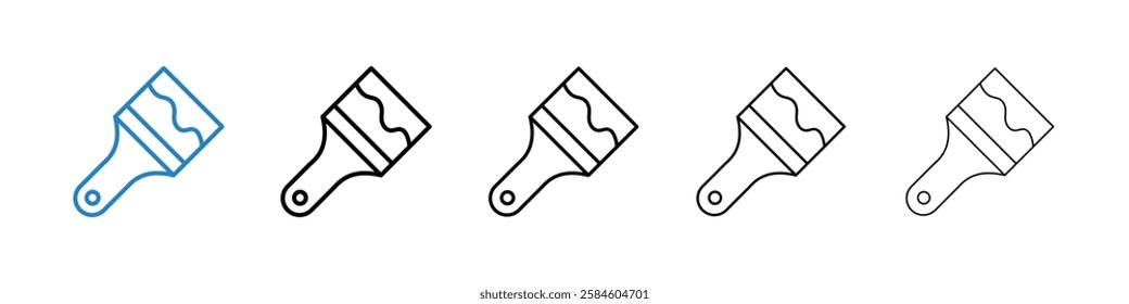 Paint brush icons in five different stroke sizes