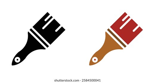 Paint brush icons pack in black and colored version