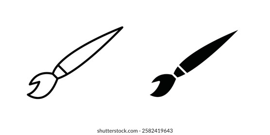 Paint brush icons pack vectors in black flat and strokes