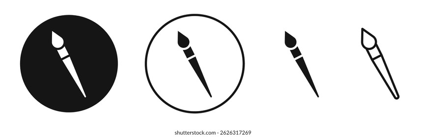 Pintar ícones de pincel definidos em preto sólido e estilo de linha de traçado
