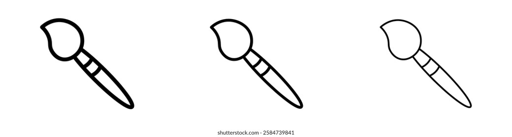 Paint brush icons in three different stroke lines