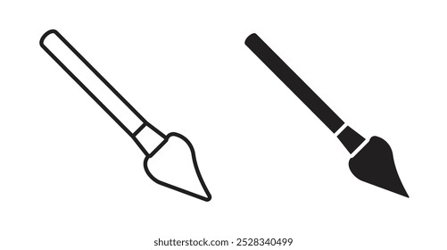 Paint brush icons. Vector set in filled and line style.