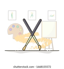 Ilustración de pincel de pintura. Diseño de vectores de iconos planos
