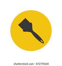 Paint brush illustration on the yellow background. Vector illustration