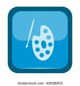 Paint brush and ink icons on a blue button