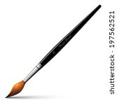 Paint brush, isolated on white background.   Vector illustration. 