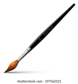 Paint brush, isolated on white background.   Vector illustration. 