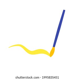 The paint brush is isolated on a white background. School supplies. Vector illustration.