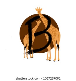 Paint Brush Letter B Giraffes Icon Stock Vector (Royalty Free ...