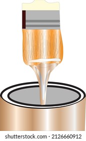 eine Farbbürste hebt von einer Vektorgrafik der Farbflasche ab