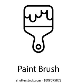 paint brush line icon, black out line vector design