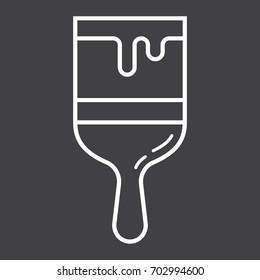 Paint brush line icon, build and repair, paint sign vector graphics, a linear pattern on a black background, eps 10.