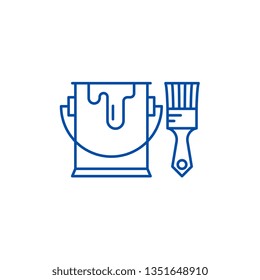 Paint and brush line icon concept. Paint and brush flat  vector symbol, sign, outline illustration.