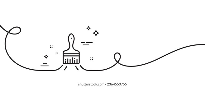 Paint brush line icon. Continuous one line with curl. Wall paintbrush sign. Creative drawing art symbol. Brush single outline ribbon. Loop curve pattern. Vector