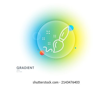 Paint brush line icon. Gradient blur button with glassmorphism. Creativity sign. Graphic art symbol. Transparent glass design. Paint brush line icon. Vector